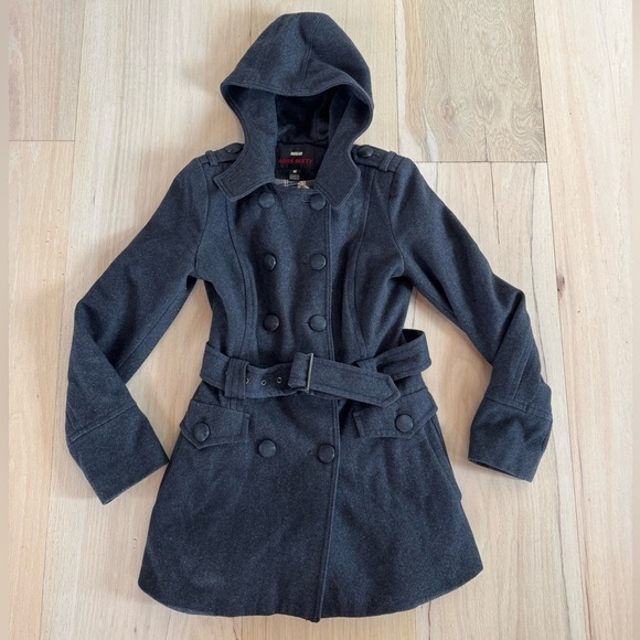 Miss Sixty M60 Gray Wool Pea Coat With Belt Size Small - Picture 1 of 4